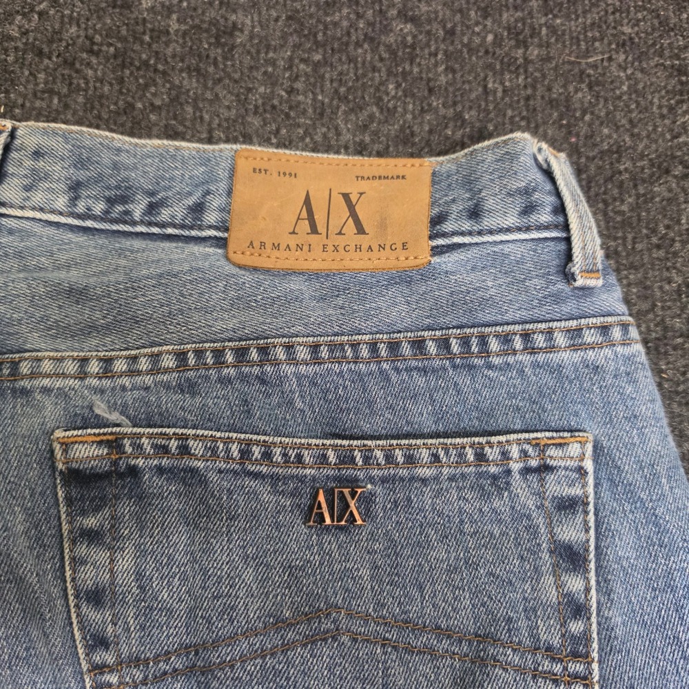 Armani Exchange Vintage Loose Fit Jeans Mens 38x32 Blue Denim Made in USA AX